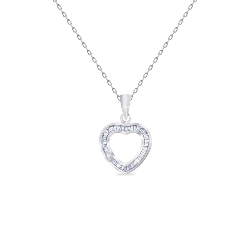 Heart Baguette Channel Set Pendant