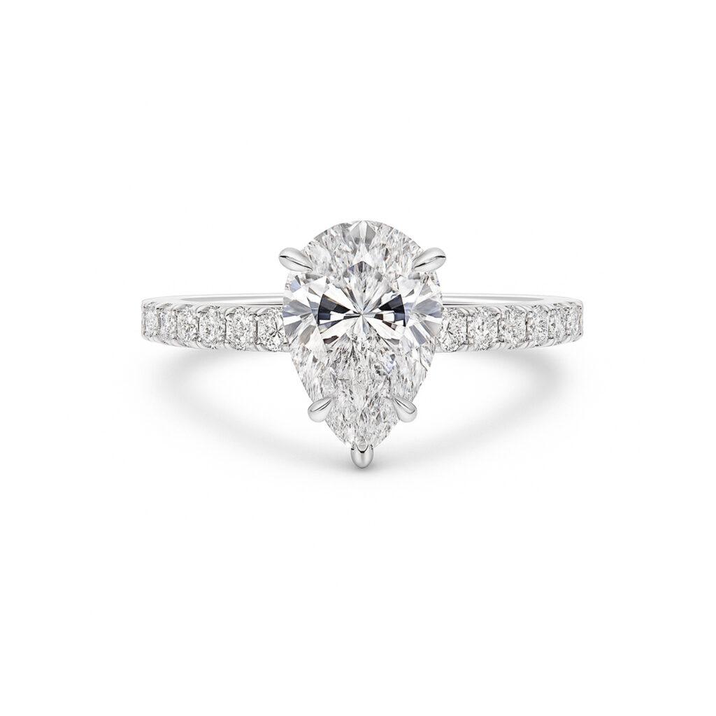 Pear diamond ring with Shoulder diamonds