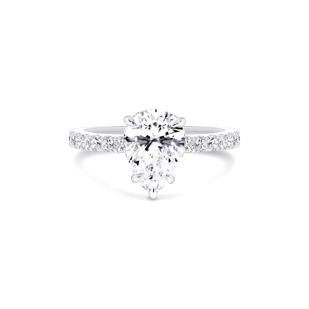 Pear diamond ring with Shoulder diamonds Dubai