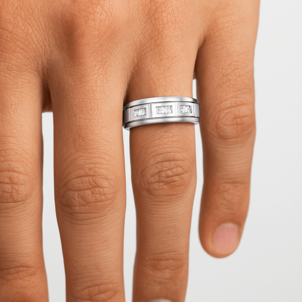 Princess cut diamond Wedding band Dubai