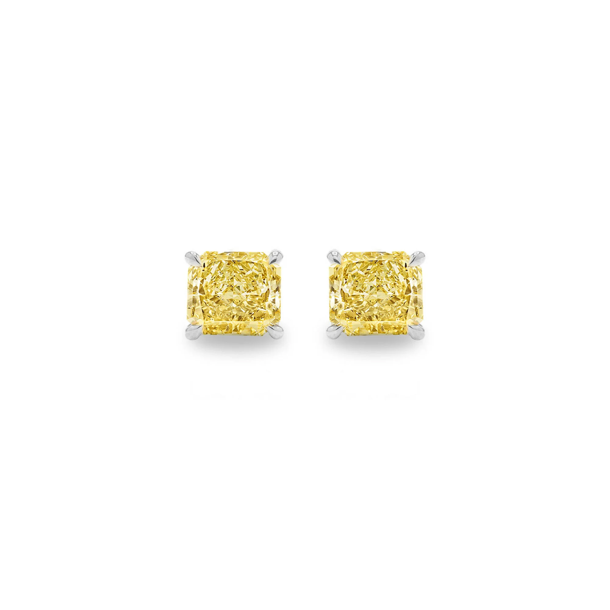 Radiant cut Yellow diamond stud earrings Dubai