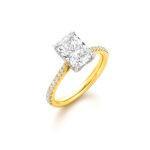 Radiant diamond ring with Shoulder diamonds