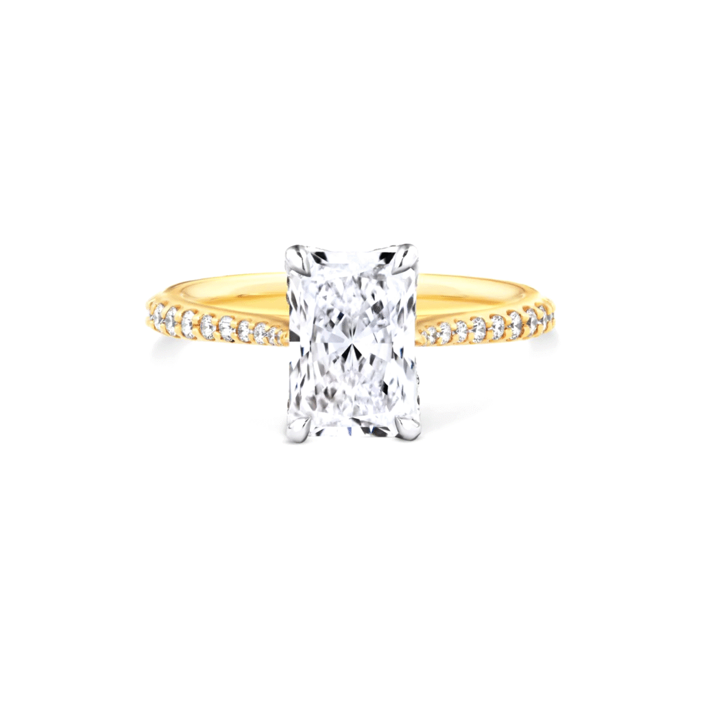 Radiant diamond ring with Shoulder diamonds Dubai
