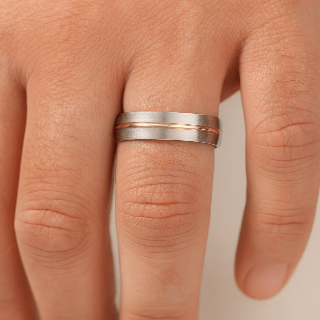 Two tone men's wedding ring Dubai