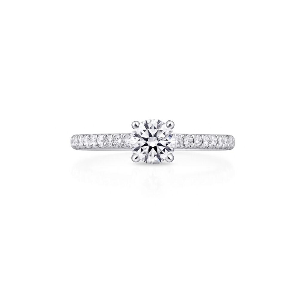 0.50 carat round diamond ring with Shoulder diamonds