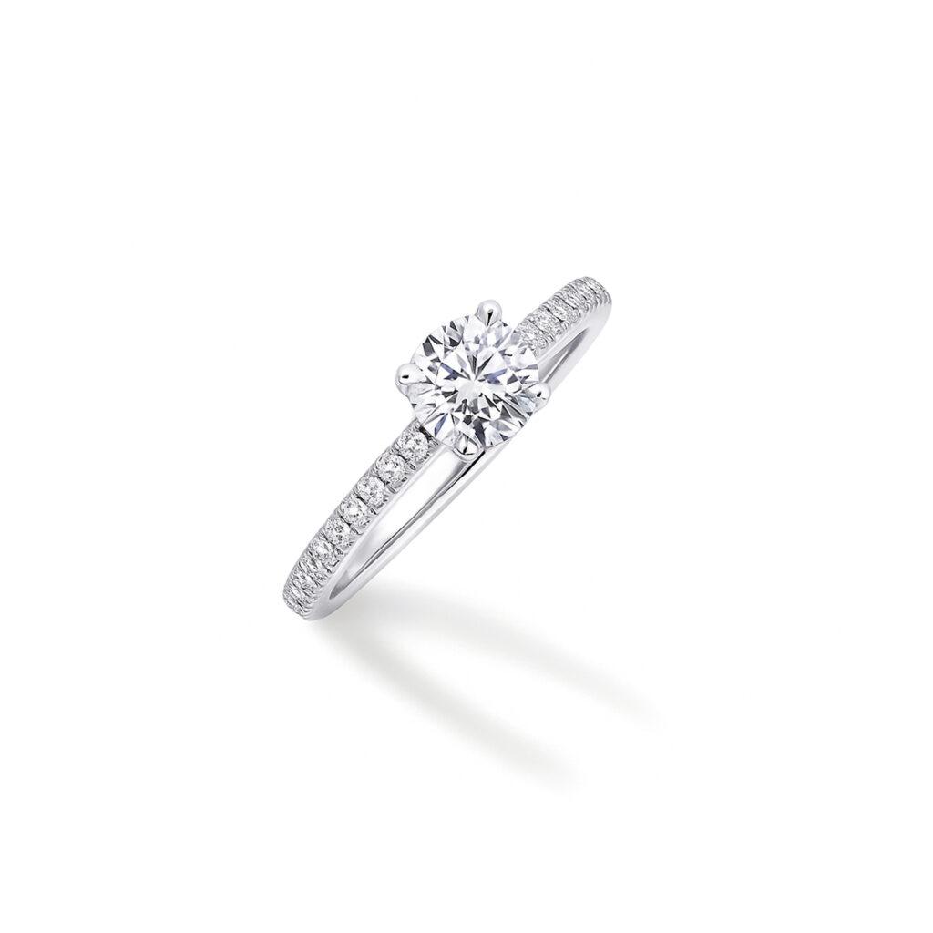 0.50 carat round diamond ring with Shoulder diamonds Dubai