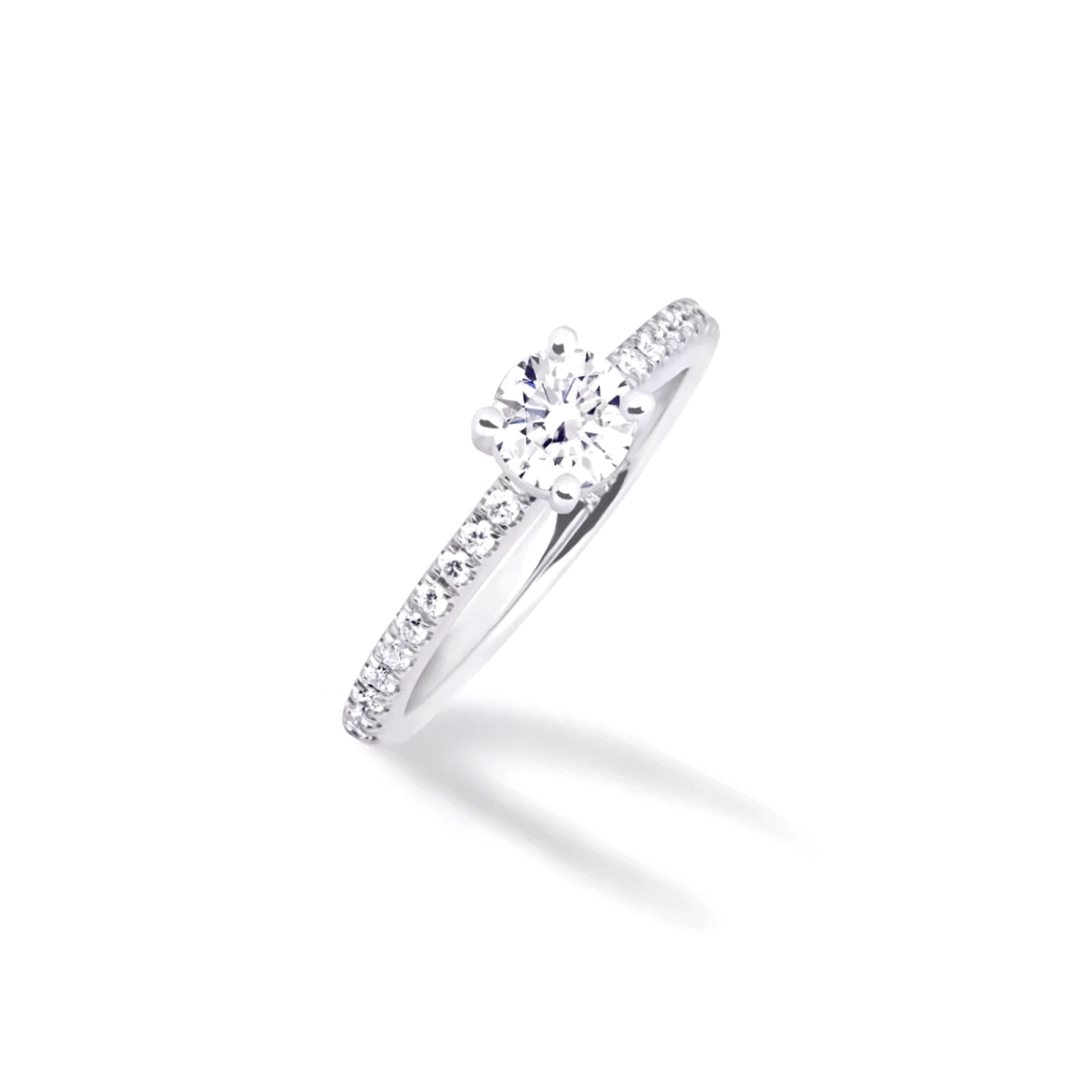 0.50 carat round diamond ring with Shoulder diamonds Dubai