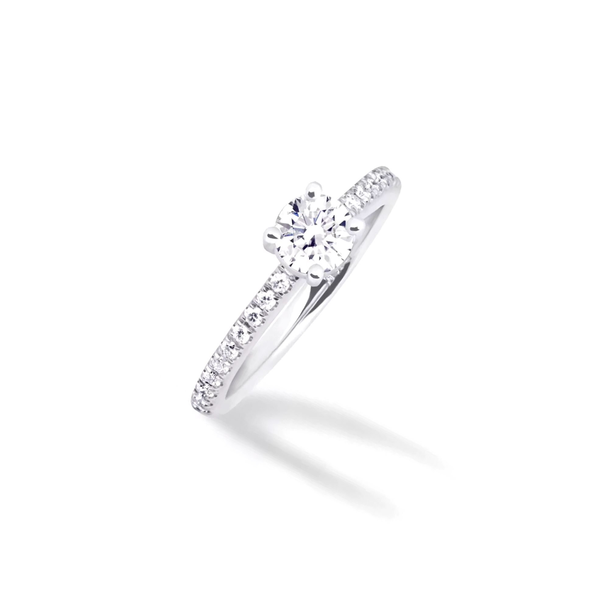 0.50 carat round diamond ring with Shoulder diamonds Dubai