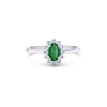 Emerald ring in diana setting