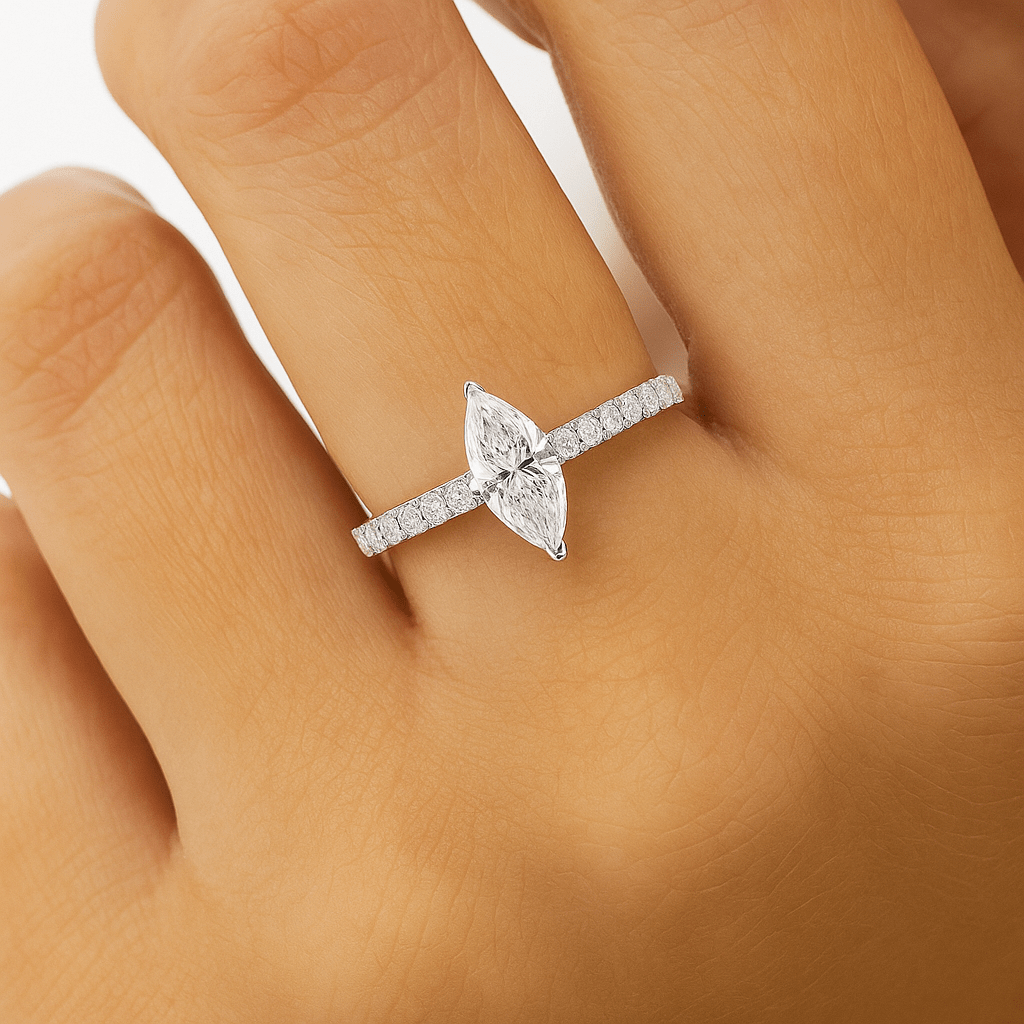 Marquise diamond ring with Shoulder diamonds Dubai