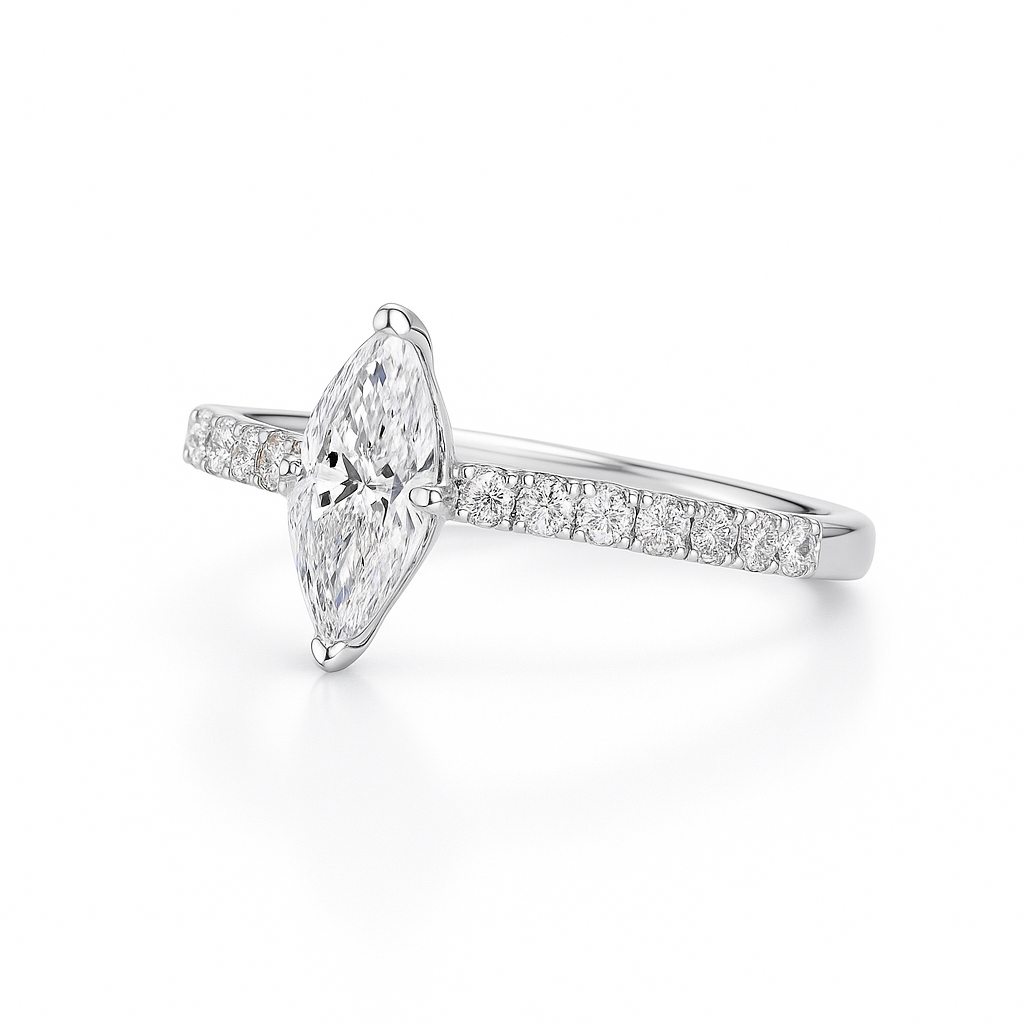 Marquise diamond ring with Shoulder diamonds UAE