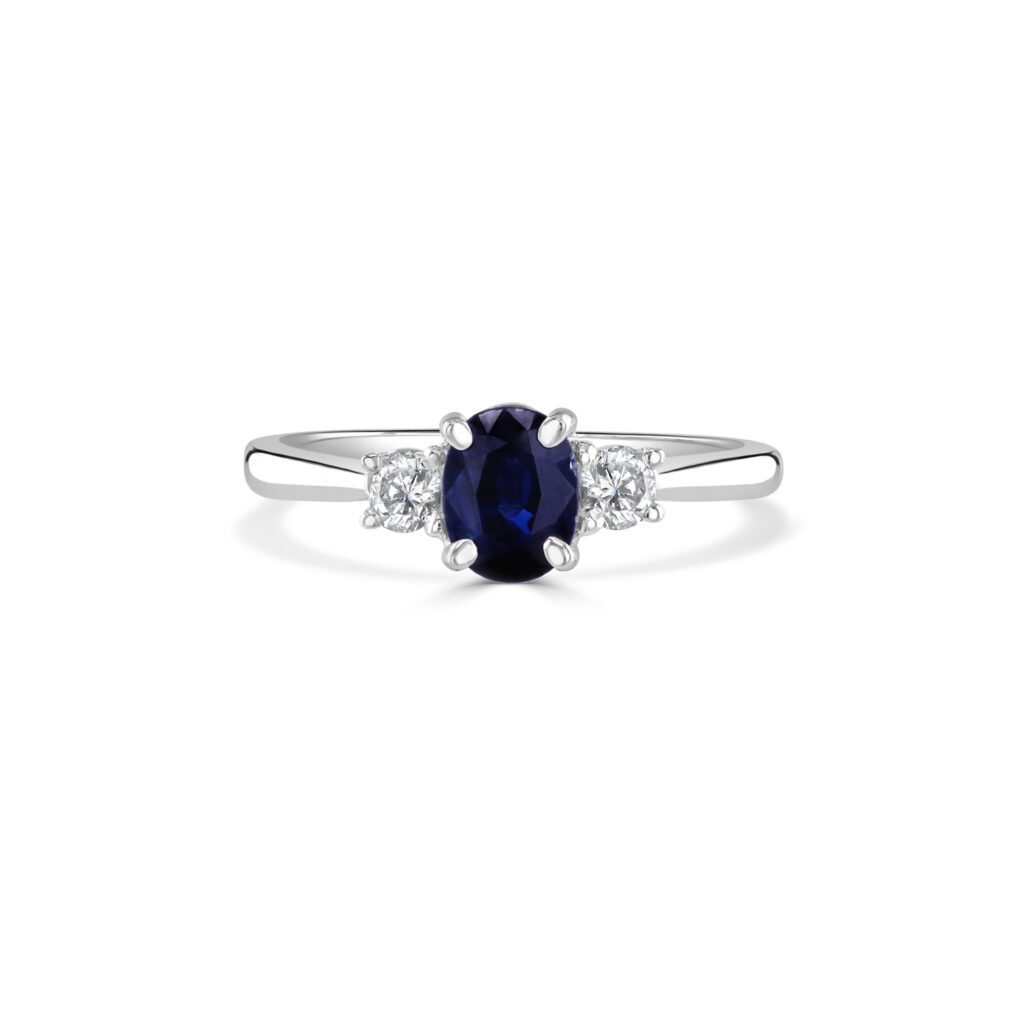 Oval Blue Sapphire and Diamond Ring Dubai