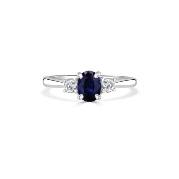 Oval Blue Sapphire and Diamond Ring Dubai
