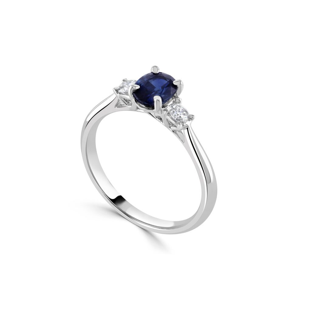Oval Blue Sapphire and Diamond Ring Dubai