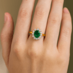 Oval Emerald Ring with Halo UAE