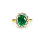 Oval Emerald and Diamond Halo Ring