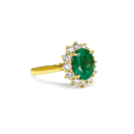 Oval Emerald and Diamond Halo Ring Dubai