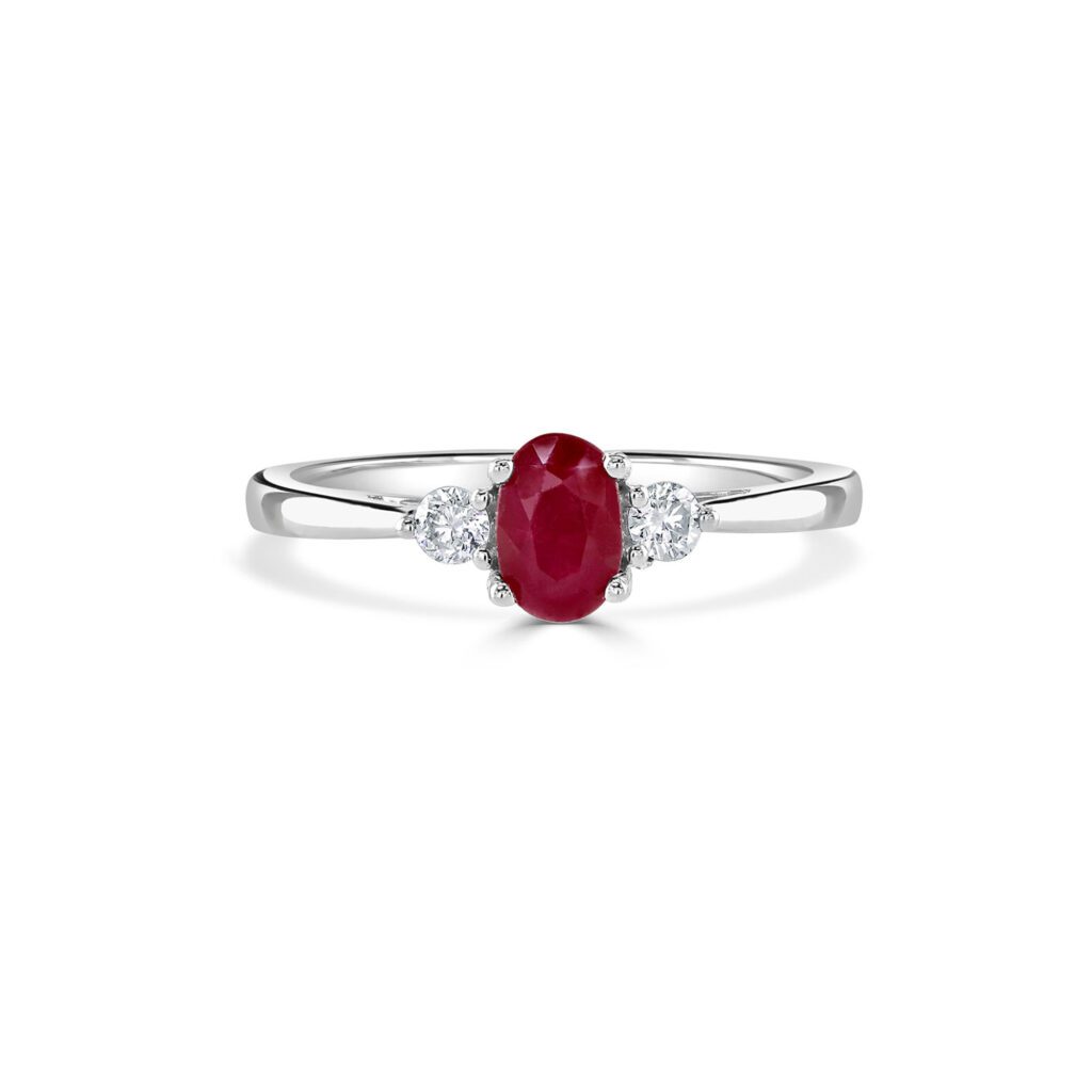 Oval Ruby ring with side diamonds Dubai
