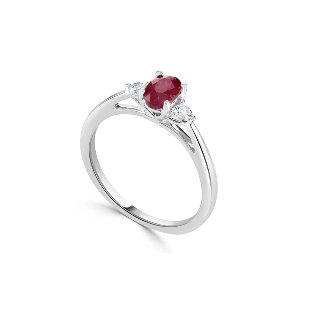 Oval Ruby ring with side diamonds Dubai