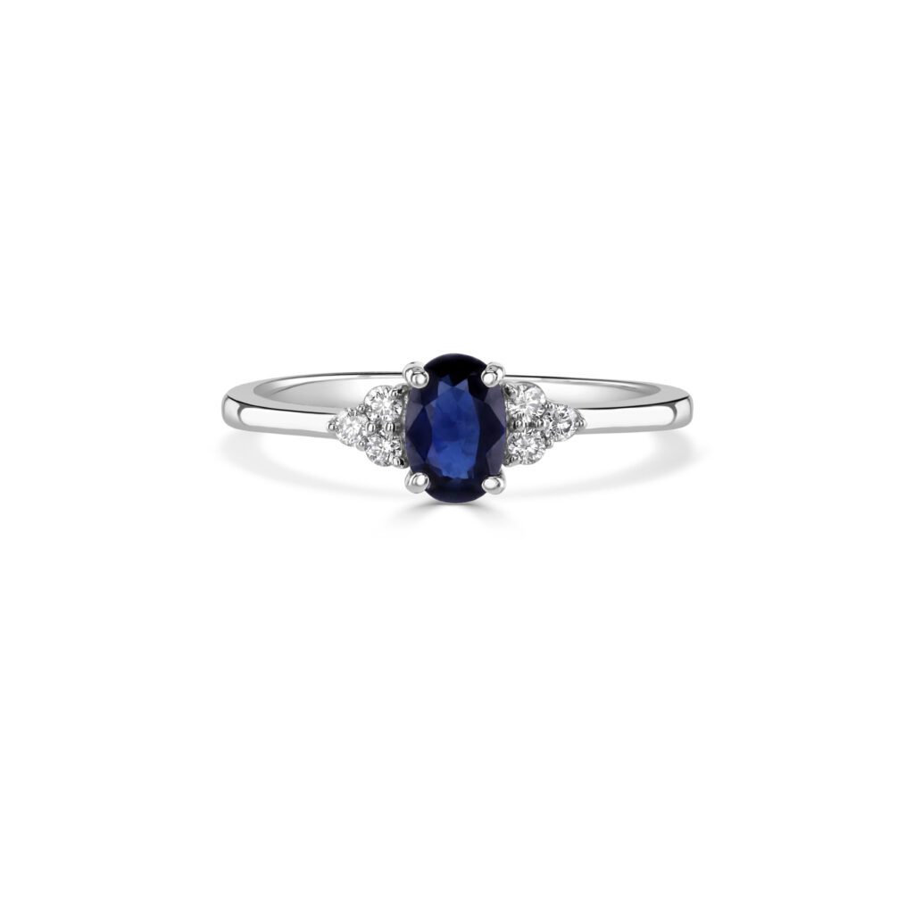 Blue Sapphire Engagement Ring with diamonds