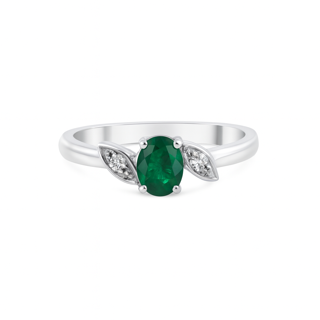 Oval emerald ring with leaf shape UAE Oval emerald ring with leaf shape UAE