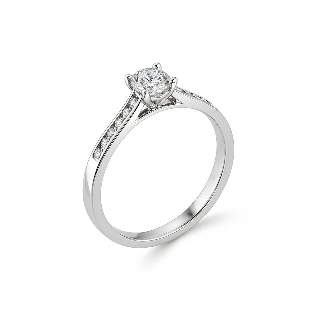 0.30 carat Round Diamond Ring with Shoulder diamonds Dubai