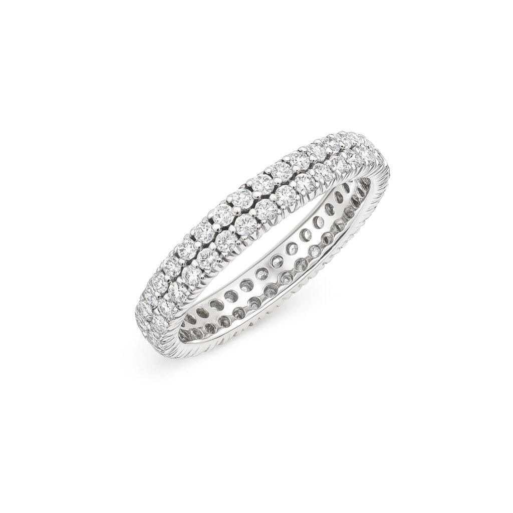 Double Row Diamond Wedding Eternity Band