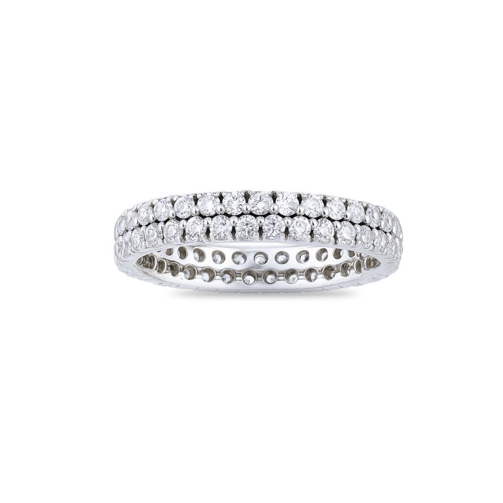 Double Row Diamond Wedding Eternity Band Dubai