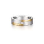 Dual tone Men's wedding band with diamond