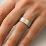 Dual tone Men's wedding band with diamond Dubai