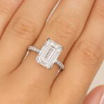 Emerald diamond ring with Shoulder diamonds UAE