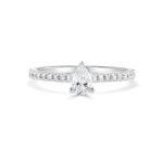 Pear Shape Diamond Ring With Shoulder diamonds