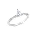 Pear Shape Diamond Ring With Shoulder diamonds Dubai