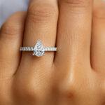 Pear Shape Diamond Ring With Shoulder diamonds UAE