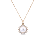 Pearl and Diamond Halo Necklace