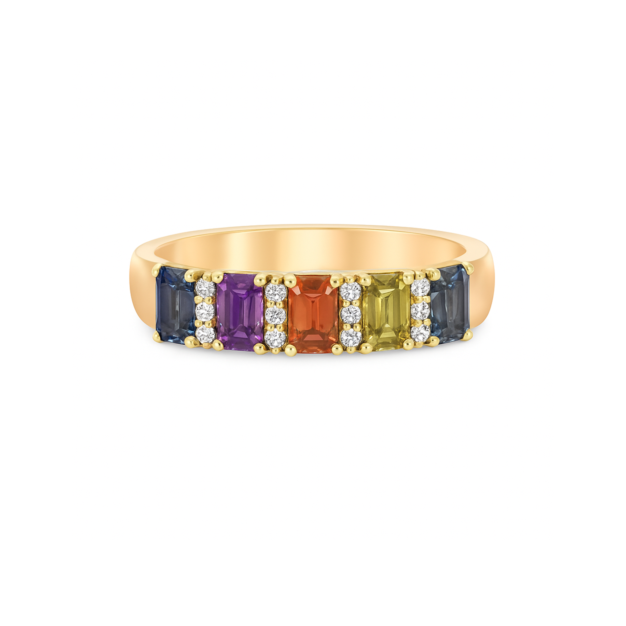 Rainbow Sapphire & Diamond Ring Dubai