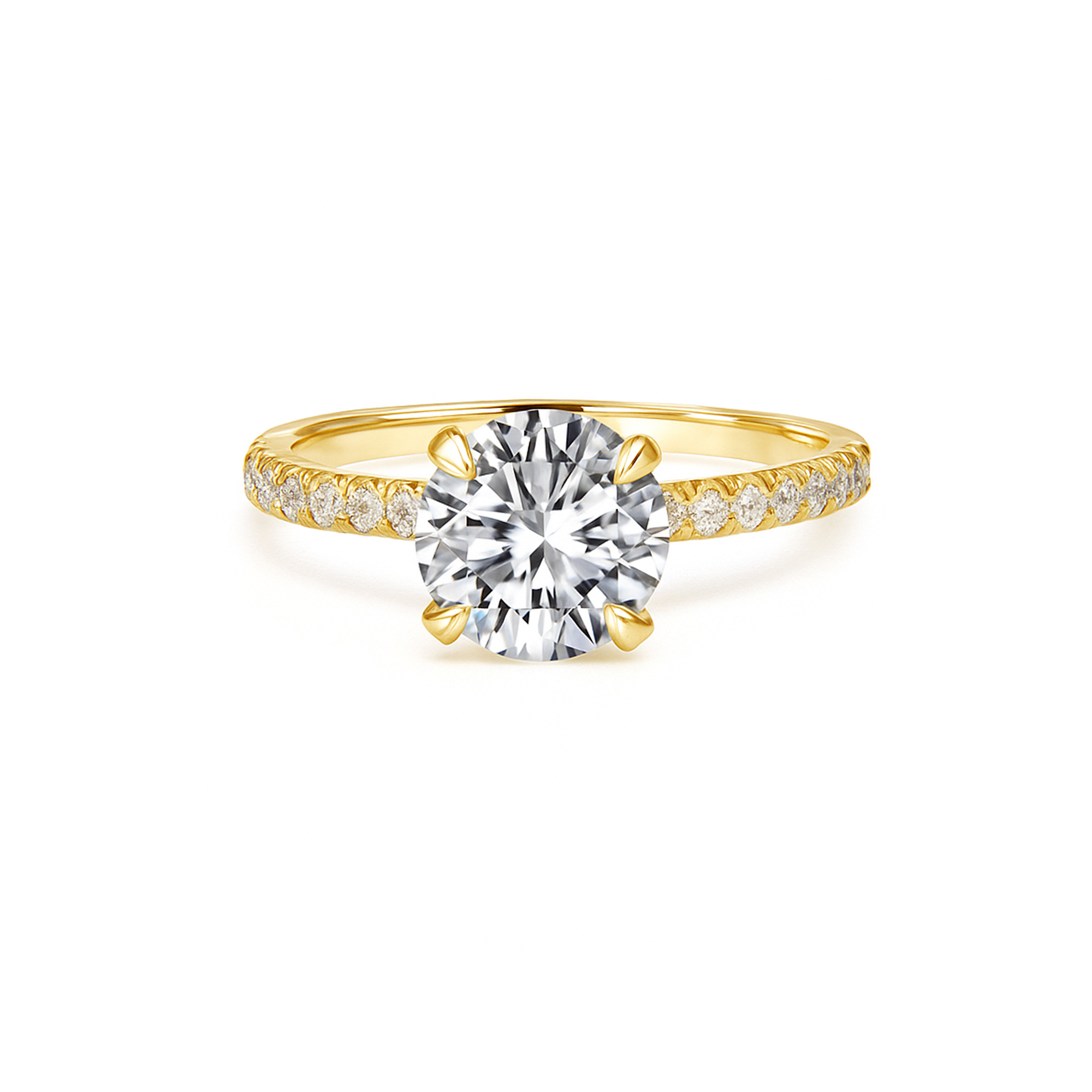 Round diamond ring with Shoulder diamonds Round diamond ring with Shoulder diamonds