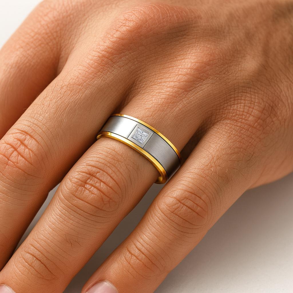 Wedding ring with Princess cut diamond Dubai