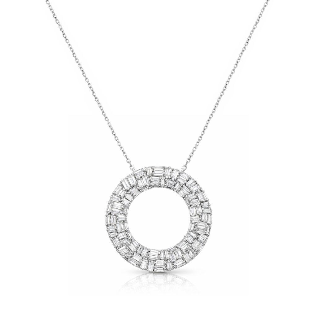 Baguette diamond circle pendant