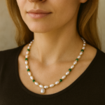 Emerald & Fresh Pearl Beaded Necklace Dubai