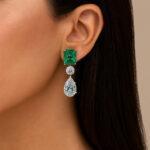 Emerald and Diamond Drop Earrings Dubai