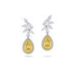 Fancy yellow and white diamond drop earrings