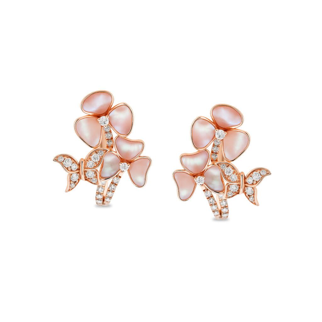 Floral Mother of pearl earrings with Diamonds