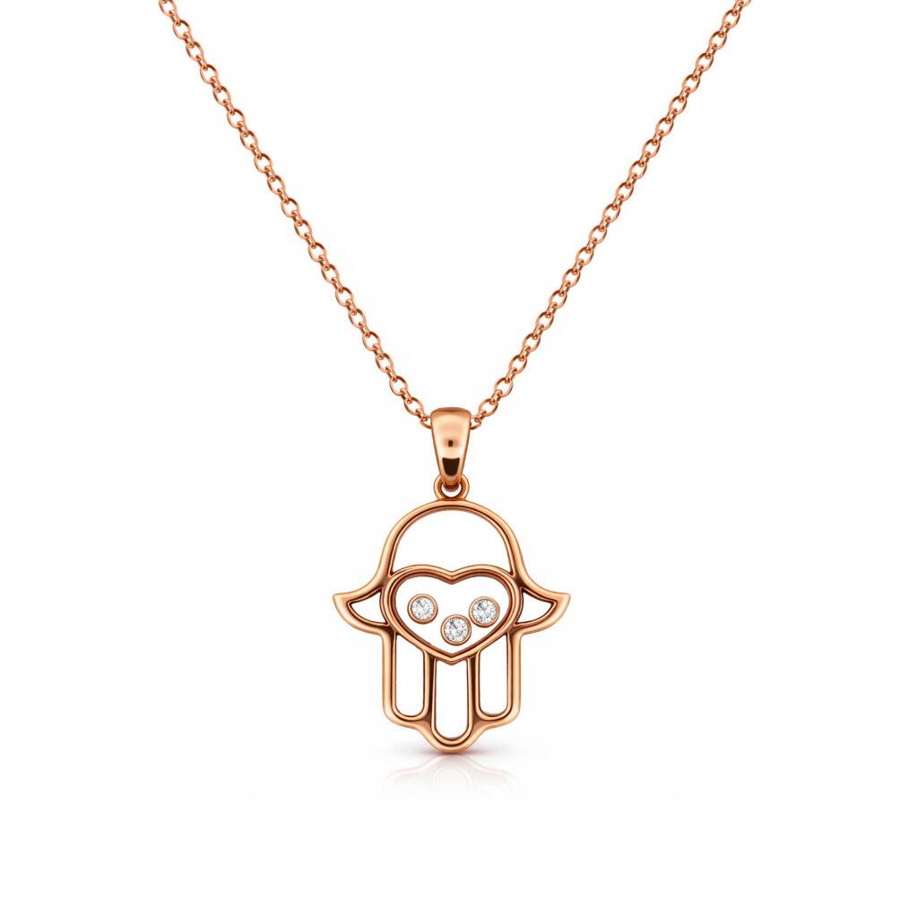 Happy Diamond Hamsa Hand Pendant