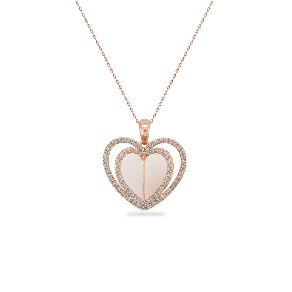 Heart Mother of Pearl Diamond Pendant