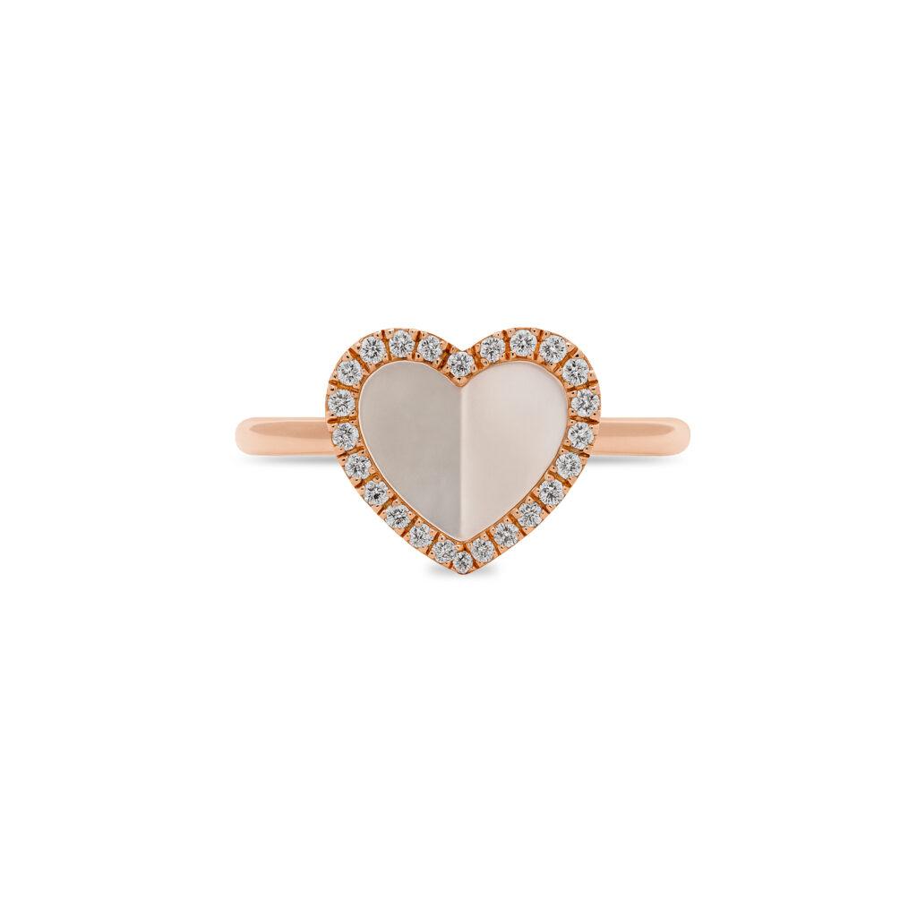 Heart Mother of Pearl Diamond ring Dubai