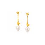 Heart Shaped Gold Pearl drop earrings