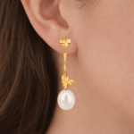 Heart Shaped Gold Pearl drop earrings Dubai