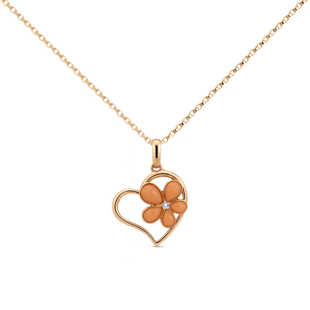 Open heart Color stone pendant