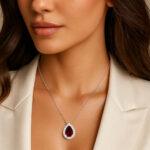 Pear Shaped Ruby and Diamond Pendant Dubai